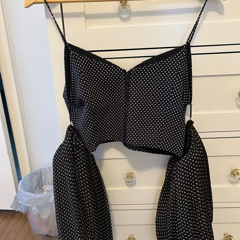 Alice + Olivia Black and White Polka Dot Crop Top - Picture 3 of 3